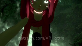Red Riding Hood Face Rides You in Forest Waterfall Outdoor Nature Wet Pussy Scarf POV Lap Dance