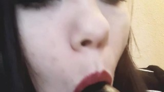 Suck black dick dildo and penetration