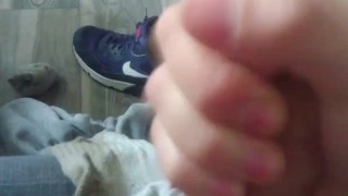 SNEAK JERK OF & CUM ON stepbrother SOCKS
