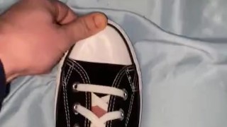 Sliding my dick in my black converse shoes