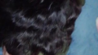 BF cums on my pussy while my parents are next door