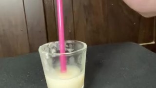Using Wife’s Jeffree Star Straw to play with my cum, if she knew she’d go crazy!!