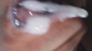 Quarantine solo Big black cock guy jerking off until he drains his Balls