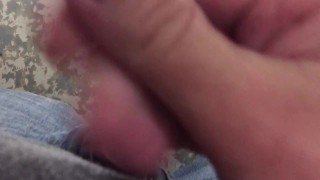 Quick cumshot in the park bathroom 