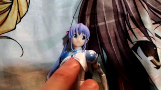 ジブリール美少女フィギュアにぶっかけ顔射【キモオタクの全裸オナニー】