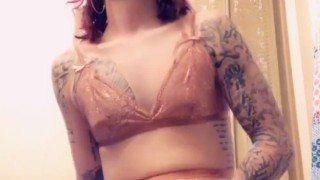 Sissy rides cock until she cums
