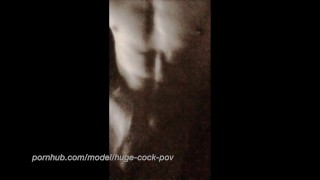 Jerking my huge uncut cock for a big load on my chest and abs