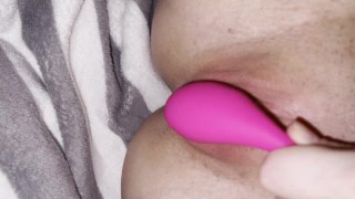  slut jerks off and cums from vibrator / pussy so wet and sweet