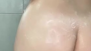 sexy fat ass PAWG with cute perky tits shower tease in slow motion