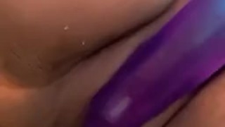 morning play with my purple dildo and tight hole 