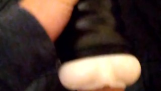 Massaging my Big Cock with toy pussy