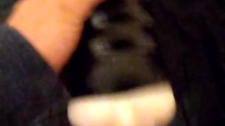 Massaging my Big Cock with toy pussy