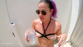Drinking pee & cum swallow from my stepdaddy , in the garden of the house with sun summer 4k -short-