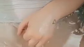 Housewife Plays with Her Tits and Pussy in the Bath 