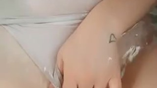 Housewife Plays with Her Tits and Pussy in the Bath 