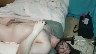 Cumming instantly from upside down face fuck & anal pounding BBC dildo