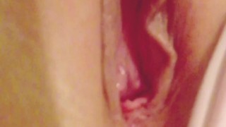 Close Up Rubbing and Playing with Tight Juicy Pussy in Pink Thong
