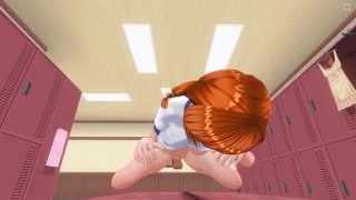 3D HENTAI POV Redhead schoolgirl fucks with the coach at school