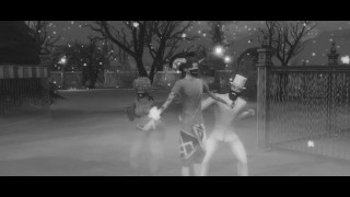 Vampires gangbang nerd in a graveyard