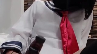 固定ローターとアナルバイブでおもらし射精 艦これセーラー コスプレ女装オナニー まずもと すん