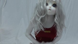 Kigurumi Zentai Cat Wearing Swimsuits Cums Twice