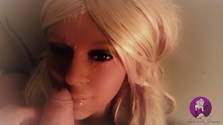 Hot Blonde Real Doll gets fantastic Facial (4K)