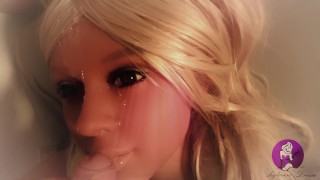 Hot Blonde Real Doll gets fantastic Facial (4K)