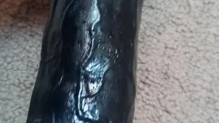 Cumming from this black dildo