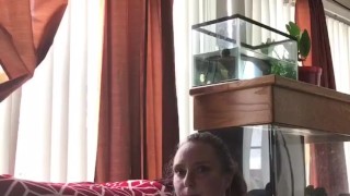AngelGrave Spies on the Pool Boy While Masturbating and Fucking herself with a Clear Thick Fake Cock