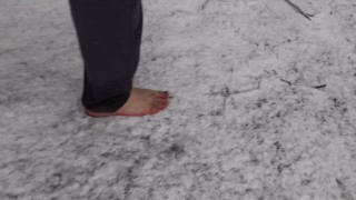 A walk barefoot in a muddy woods