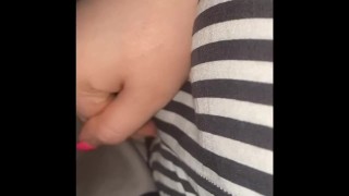Bbw masturbating with Remote over her shorts 