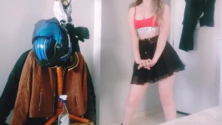 Cute and hot student dancing with a skirt