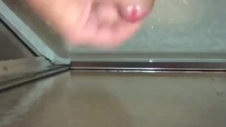 Foreskin Pissing and cumming in the shower