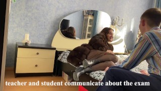 Sexy teacher not only teaches well, but also makes the best blowjob