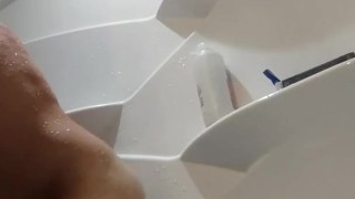 Sexy Guy Big Dildo action in Shower