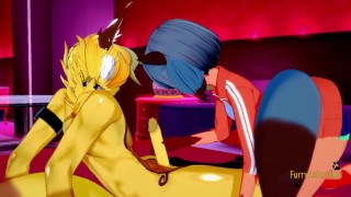 BNA Hentai - Michiru masturbates lynx then rides his cock