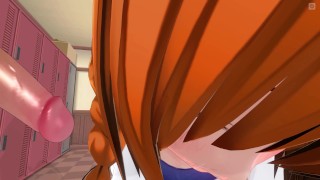 3D HENTAI Group sex with a cute schoolgirl in the locker room
