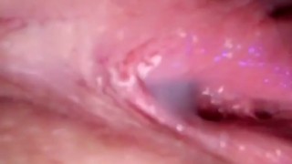 Pretty pink pussy leaking cum
