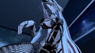 Fishnet Babe Waiting For You in Bed POV Lap Dance Chains White Hair Hentai Uncensored Strip