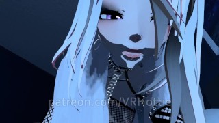 Fishnet Babe Waiting For You in Bed POV Lap Dance Chains White Hair Hentai Uncensored Strip