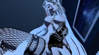 Fishnet Babe Waiting For You in Bed POV Lap Dance Chains White Hair Hentai Uncensored Strip