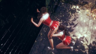 Cute Asian Cheerleader Licking Her Lesbian Friend ASS