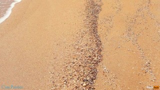 Stranger cum in my panties on the beach Risky public Creampie
