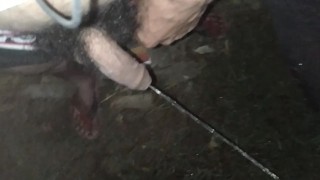 Indian big cock pissing at night 