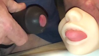 Just me having fun with my FTM Transgender STP device, Pissing & Cumming into my oral stroker device