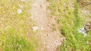 I walk by a Difficult path in the mountain's Forest for do something near the waterfall