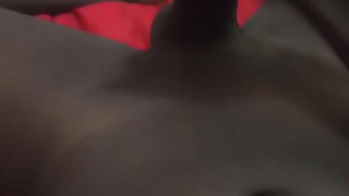 Black cock pouring down cum on POV 