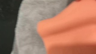 Using my toy and jerking my cock then cumming on shelf 