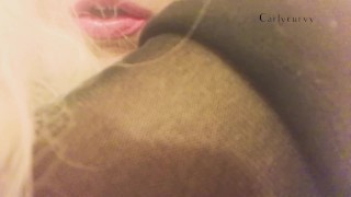 Smoking blonde shows her big boobs! 