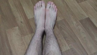 Showing off my very skinny boney feet and legs for my viewers 